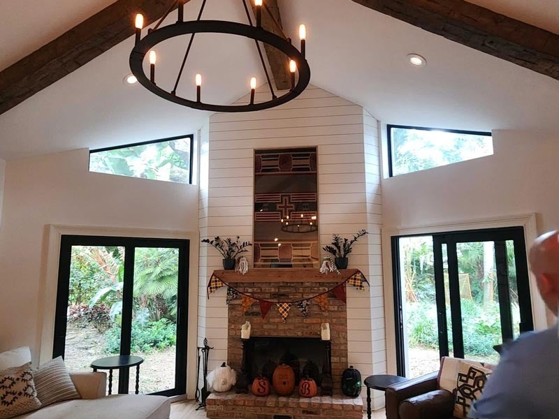 living room with fireplace